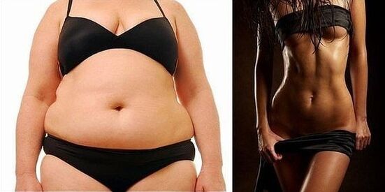 unha figura gorda e esvelta como motivación para perder peso