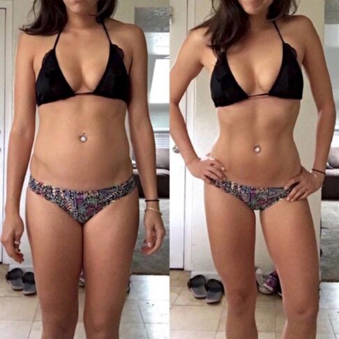 Nena antes e despois de perder peso cunha dieta sen hidratos de carbono
